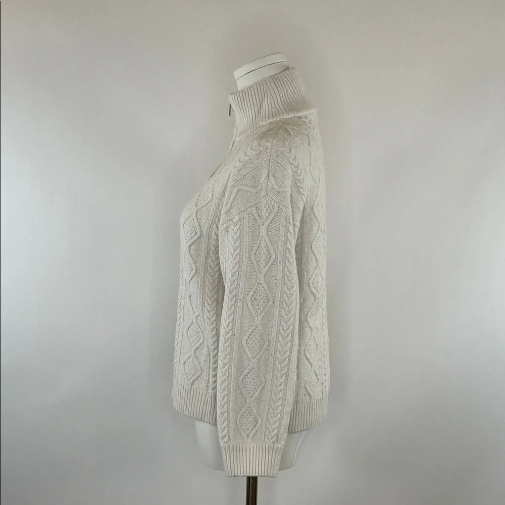 Splendid Dakota Half Zip Cable Knit Sweater in Cream, XS - Picture 6 of 9